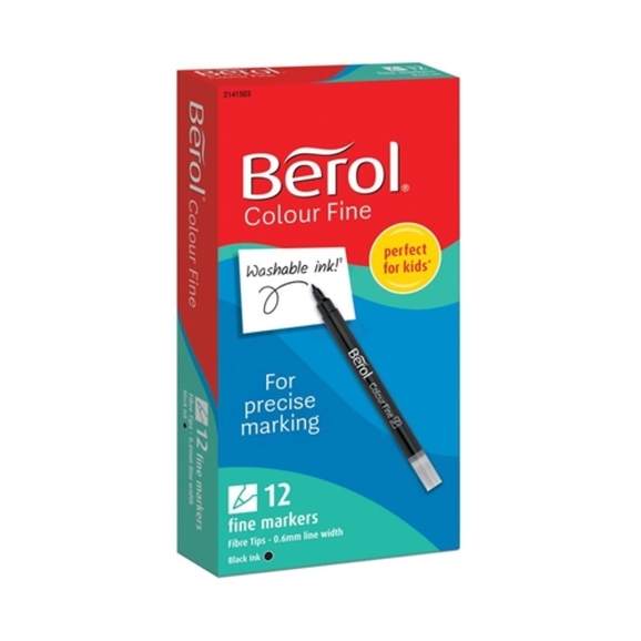 HE179822 - Berol Colour Fine Pens - Black - Pack of 12
